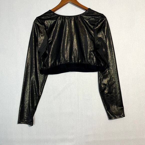 Torrid Curve Silver Metallic Long Sleeve Crop Top -‎ Size 2 Rave Top - Picture 3 of 7